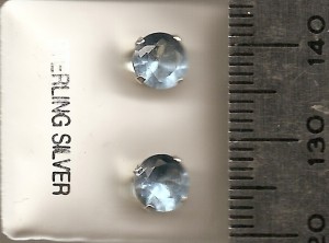Aqua 6mm Round Stud CZ Earrings