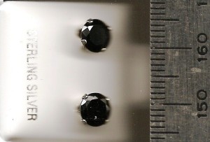 Black 6mm Round Stud CZ Earrings