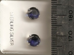 Blue Sapphire 6mm Round Stud CZ Earrings