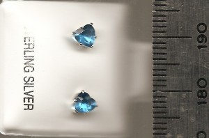 Blue Zircon 4mm Hearts Stud CZ Earrings
