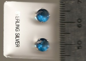 Blue Zircon 6mm Round Stud CZ Earrings