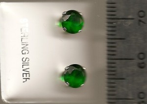 Emerald 6mm Round Stud CZ Earrings