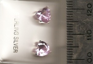 Lavender 6mm Hearts Stud CZ Earrings