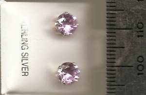 Lavender 6mm Round Stud CZ Earrings