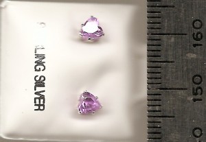 Pink 4mm Hearts Stud CZ Earrings