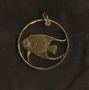 Bermuda Angelfish Gold Plated Cut Coin