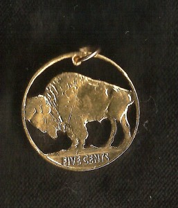 Buffalo Nickel Gold Plated Cut Coin