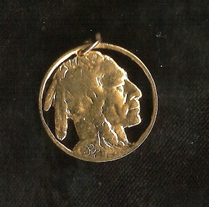 Indian Nickel Gold Plated Cut Coin