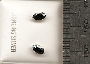 Black 5x3mm Oval Stud CZ Earrings