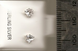 Clear 4mm Heart Stud CZ Earrings
