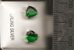 Emerald 6mm Hearts Stud CZ Earrings