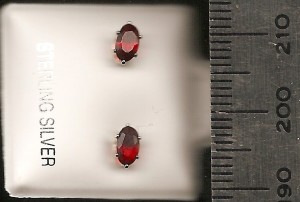 Garnet 5x3mm Oval Stud CZ Earrings