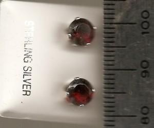 Garnet 6mm Round Stud CZ Earrings