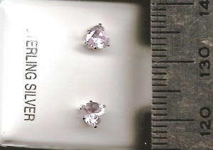 Lavender 4mm Hearts Stud CZ Earrings