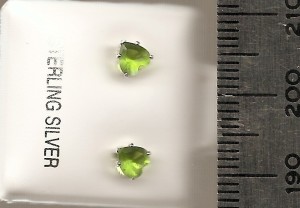 Peridot 4mm Hearts Stud CZ Earrings