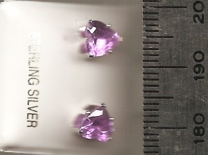 Pink 6mm Hearts Stud CZ Earrings