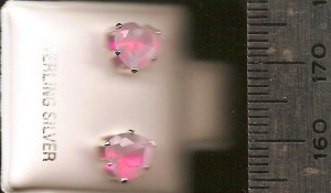 Ruby 6mm Heart Stud CZ Earrings