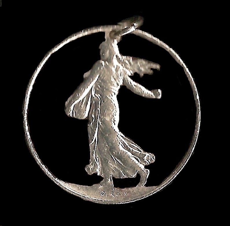 French Walking Lady Cut Coin